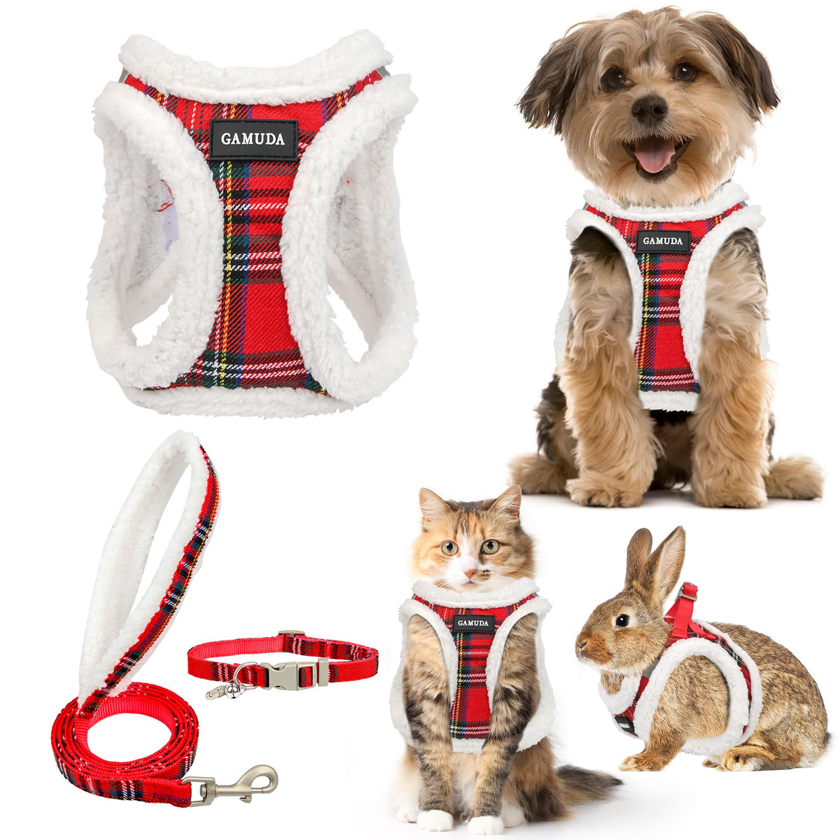GAMUDA small dog harness step-in in warm red XS for safe, comfortable walks.
