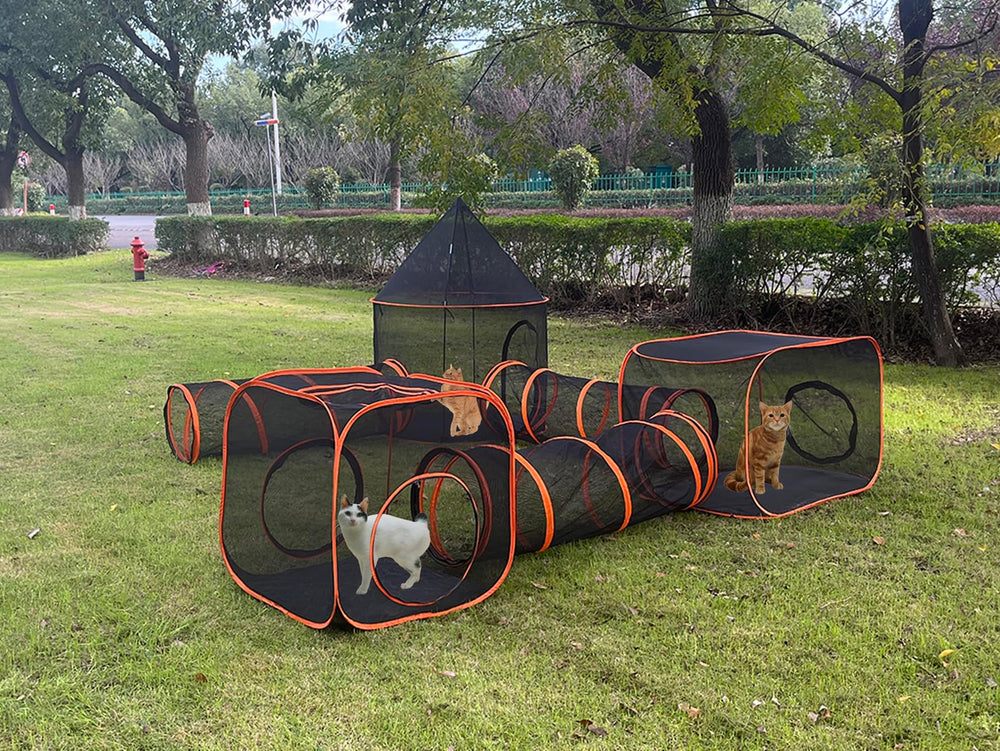 Gaorui 6 in 1 cat enclosure for outdoor play with airy ventilation.