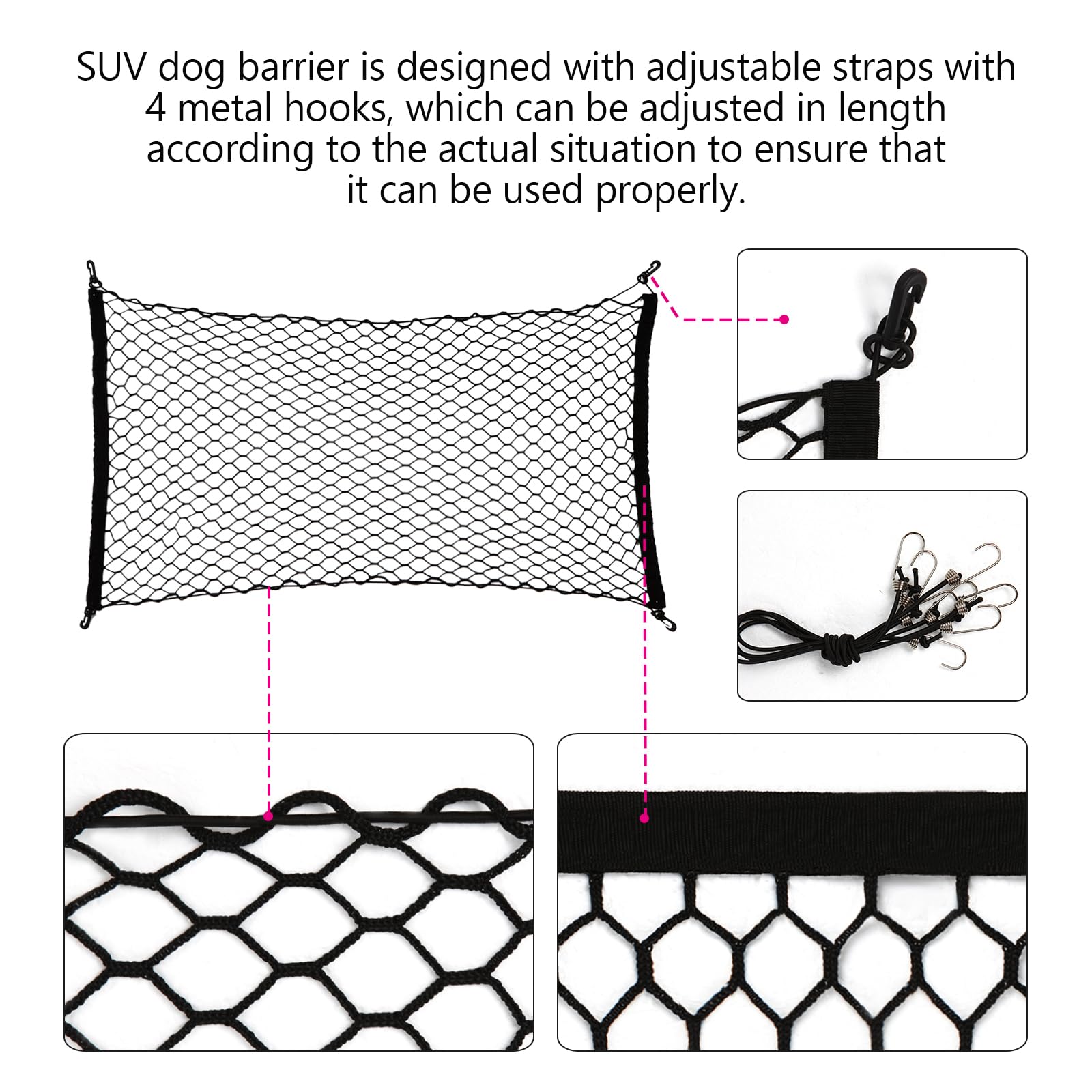 GAOSPD dog car net barrier universal fit truck SUV image illustrates compatibility.