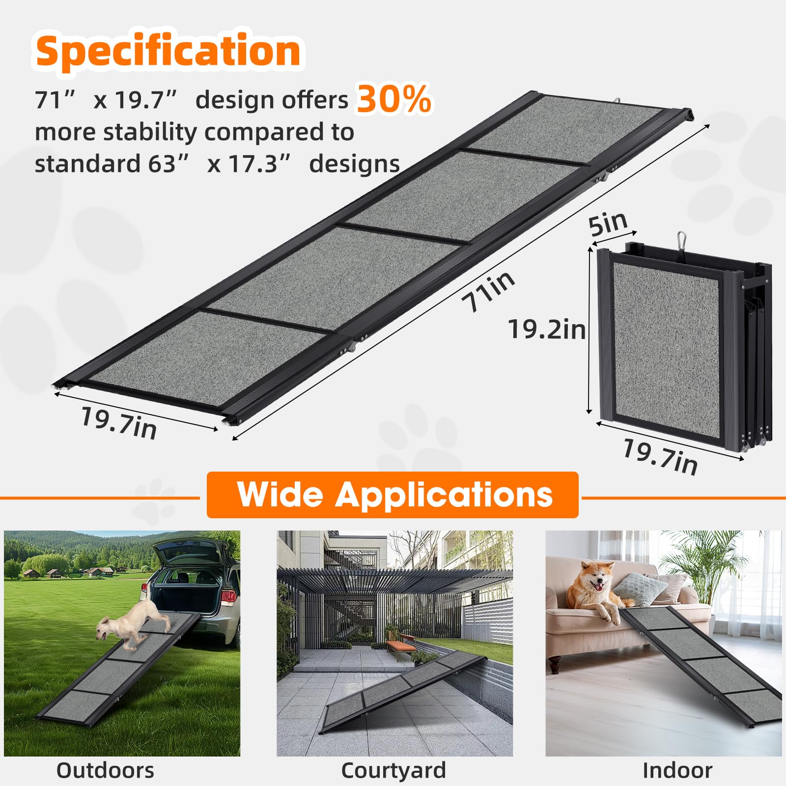 GAOYITK dog ramp wide 19.7-inch surface for stable climbs