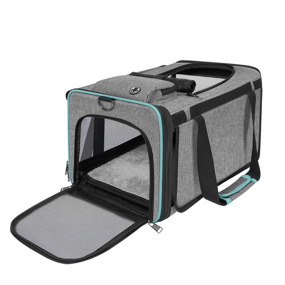 GAPZER underseat carrier front view shows compact design for small pets on flights