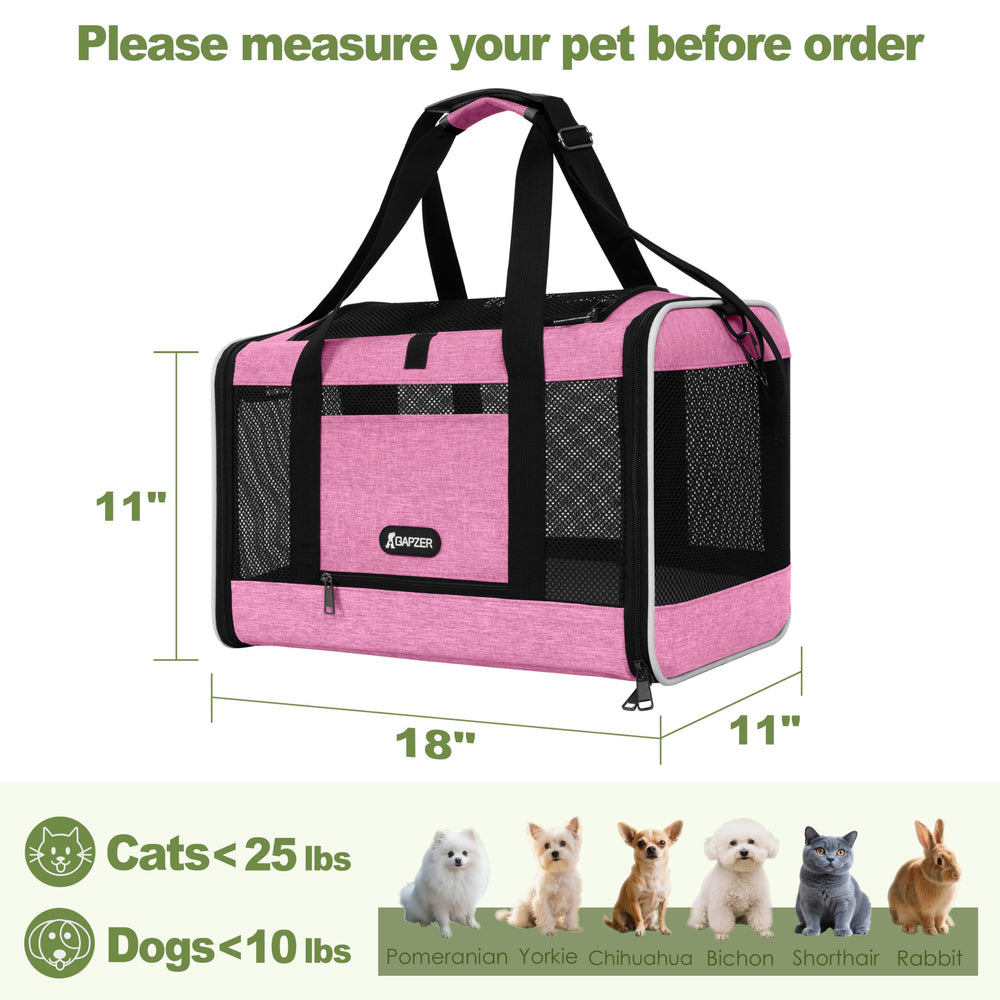 GAPZER cat carrier side view shows compact, car-travel friendly design.