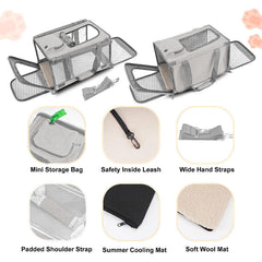 GAPZER cat carrier breathable mesh ensures airflow and easy pet monitoring during journeys.