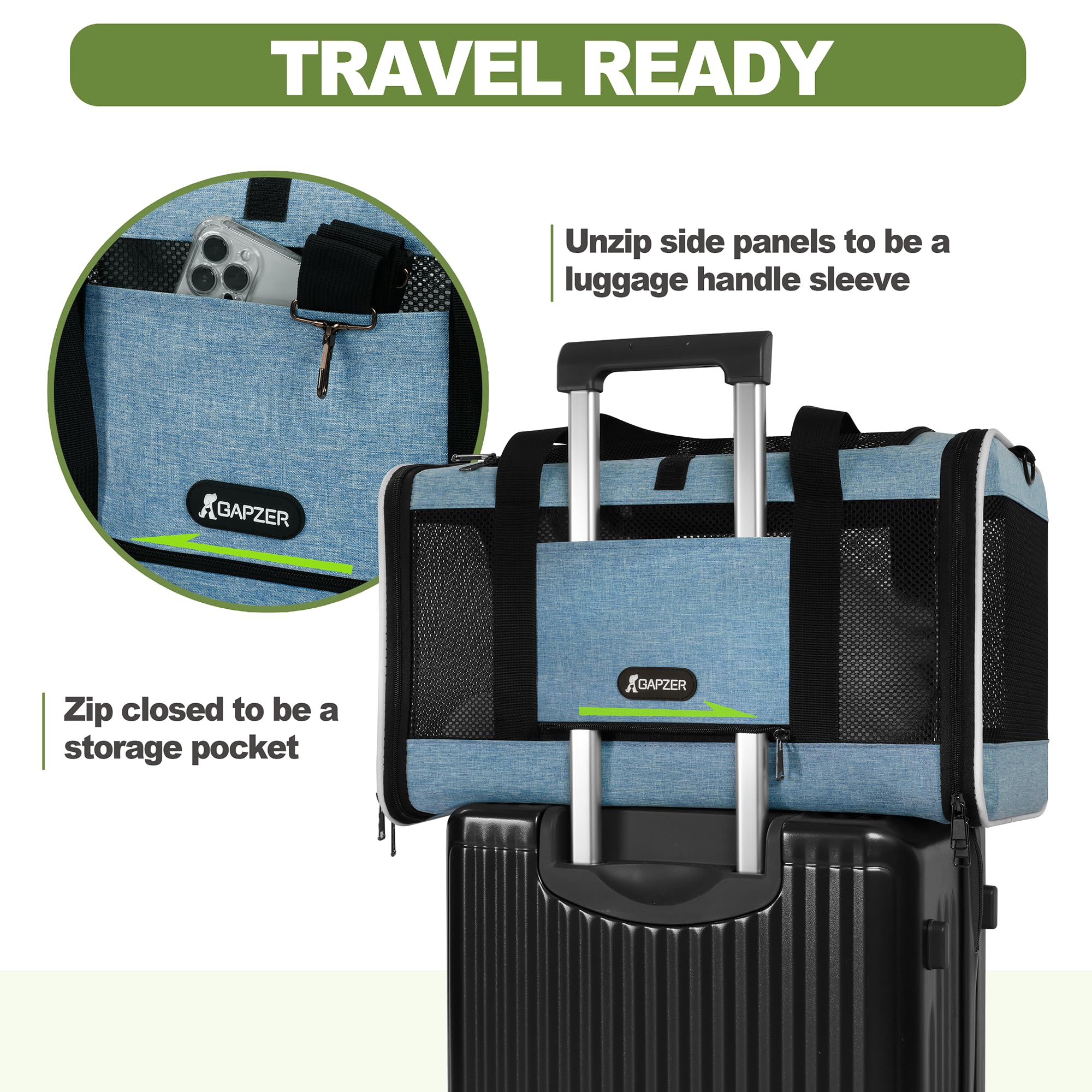 GAPZER Cat Carrier collapsible design stored flat saving space at home
