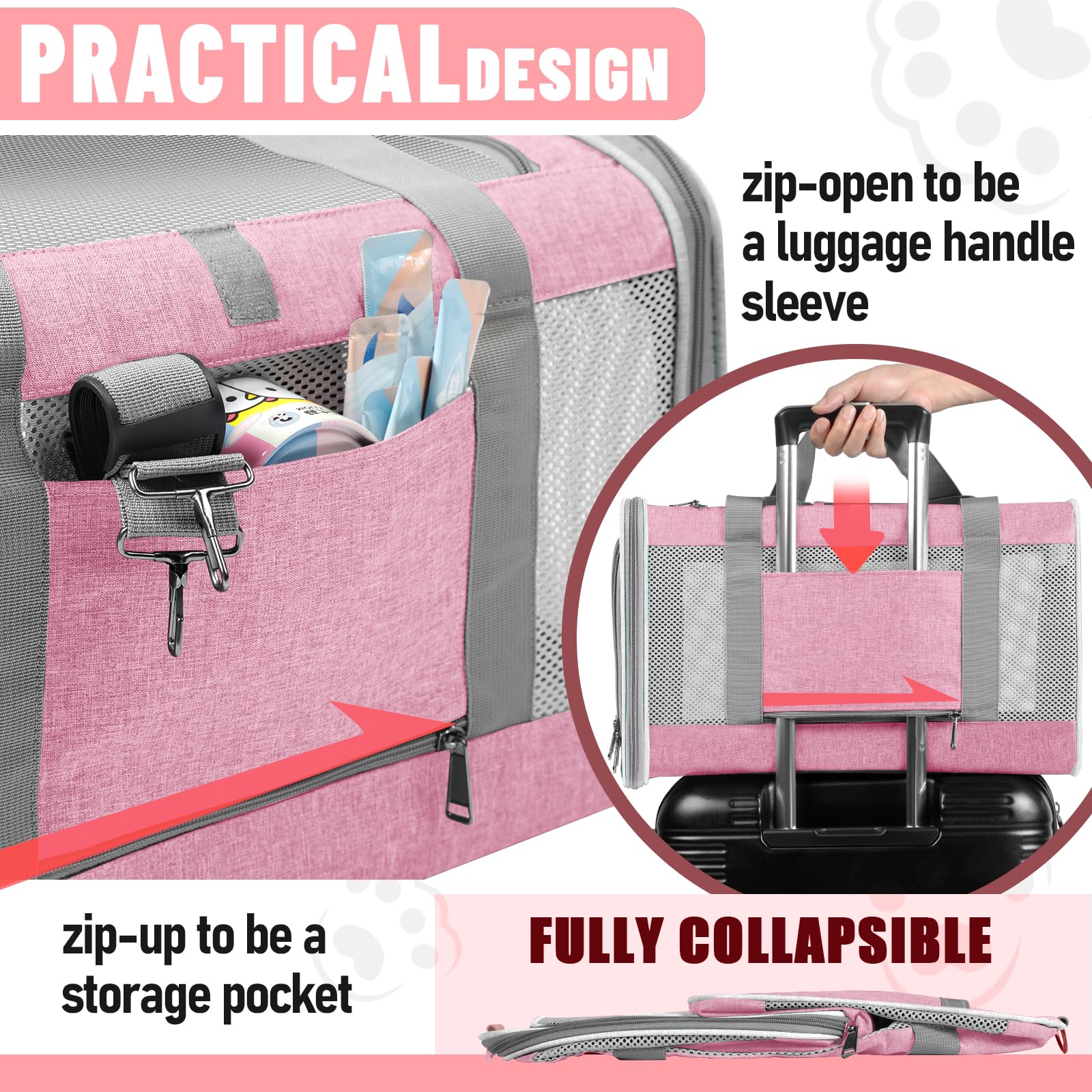 GAPZER collapsible storage pocket feature to hold toys and treats.