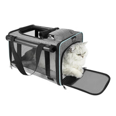 GAPZER cat carrier Delta-friendly soft sides maximize cabin space for pets.