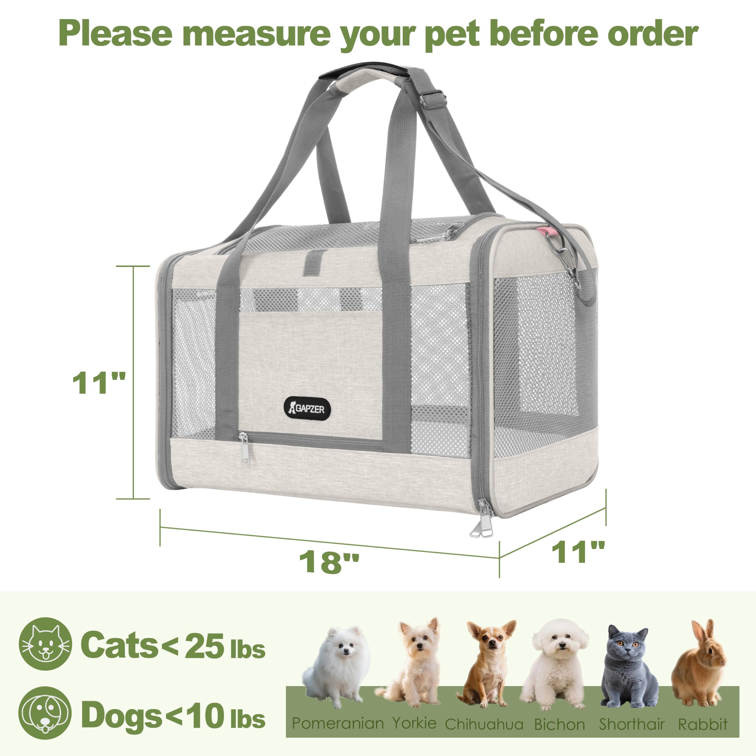 GAPZER cat carrier four-side ventilation ensures steady airflow for pet comfort.