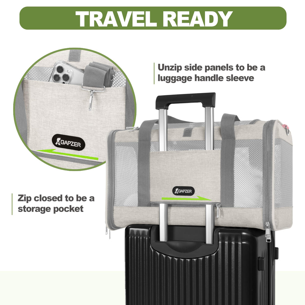GAPZER cat carrier self-locking-zipper prevents curious pets from opening.