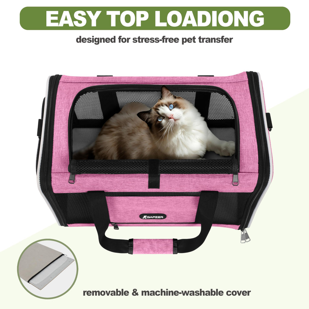 GAPZER cat carrier adjustable shoulder strap supports hands-free travel.