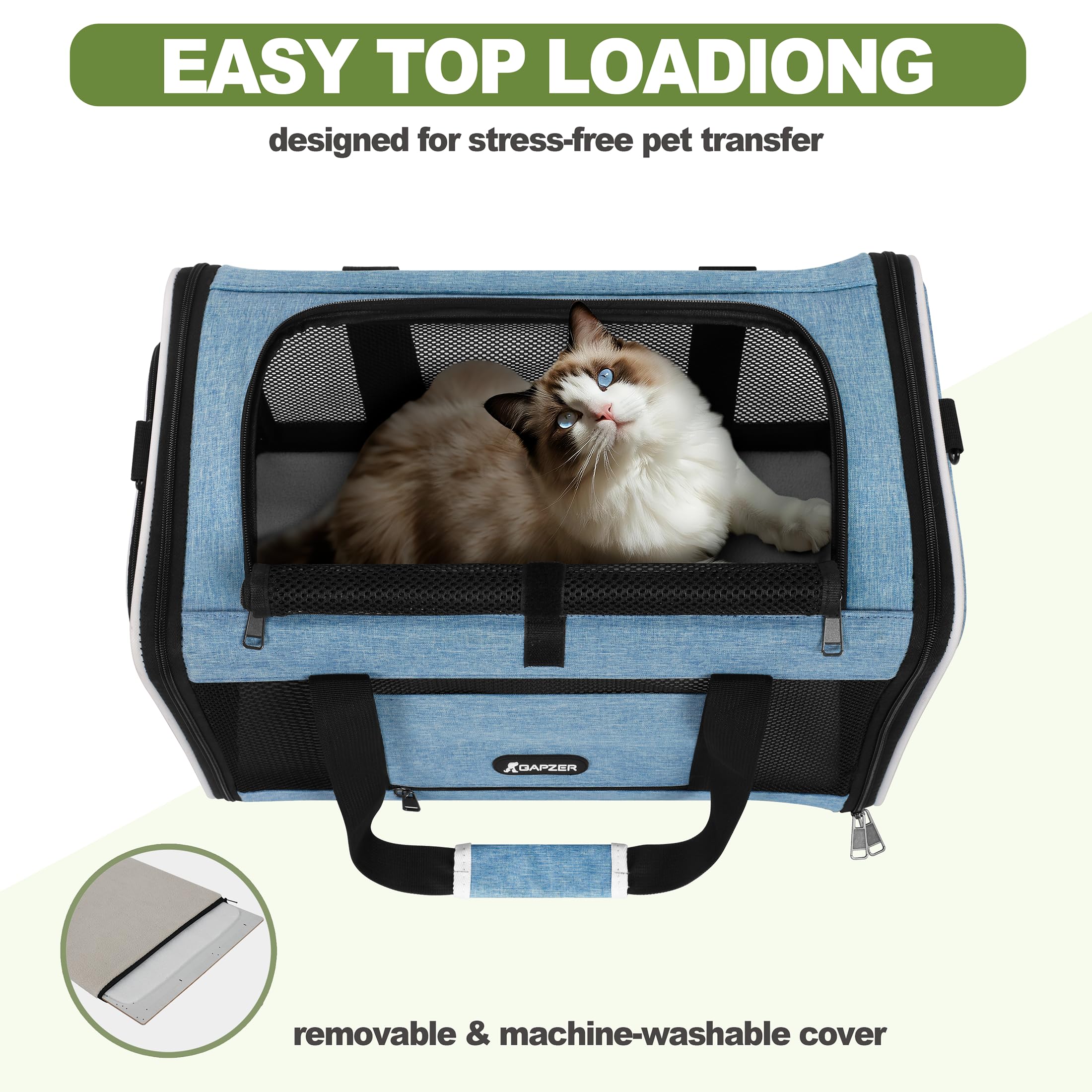 GAPZER Cat Carrier sturdy frame supports pets without sagging during travel