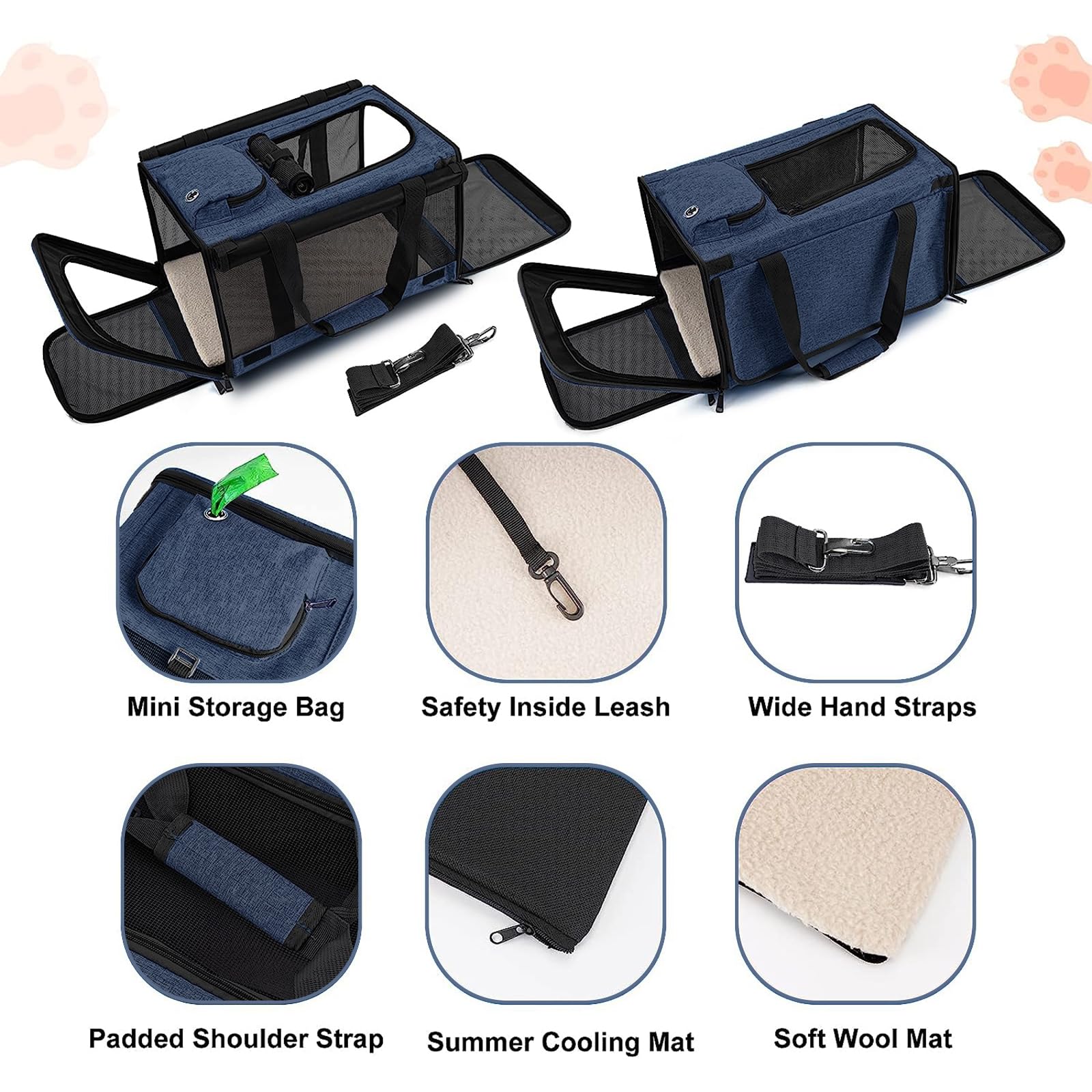 GAPZER cat carrier washable liner features removable padding for quick cleaning.