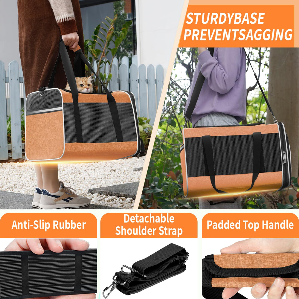 GAPZER Large Cat Carry Bag auto-locking zippers prevent pet escapes