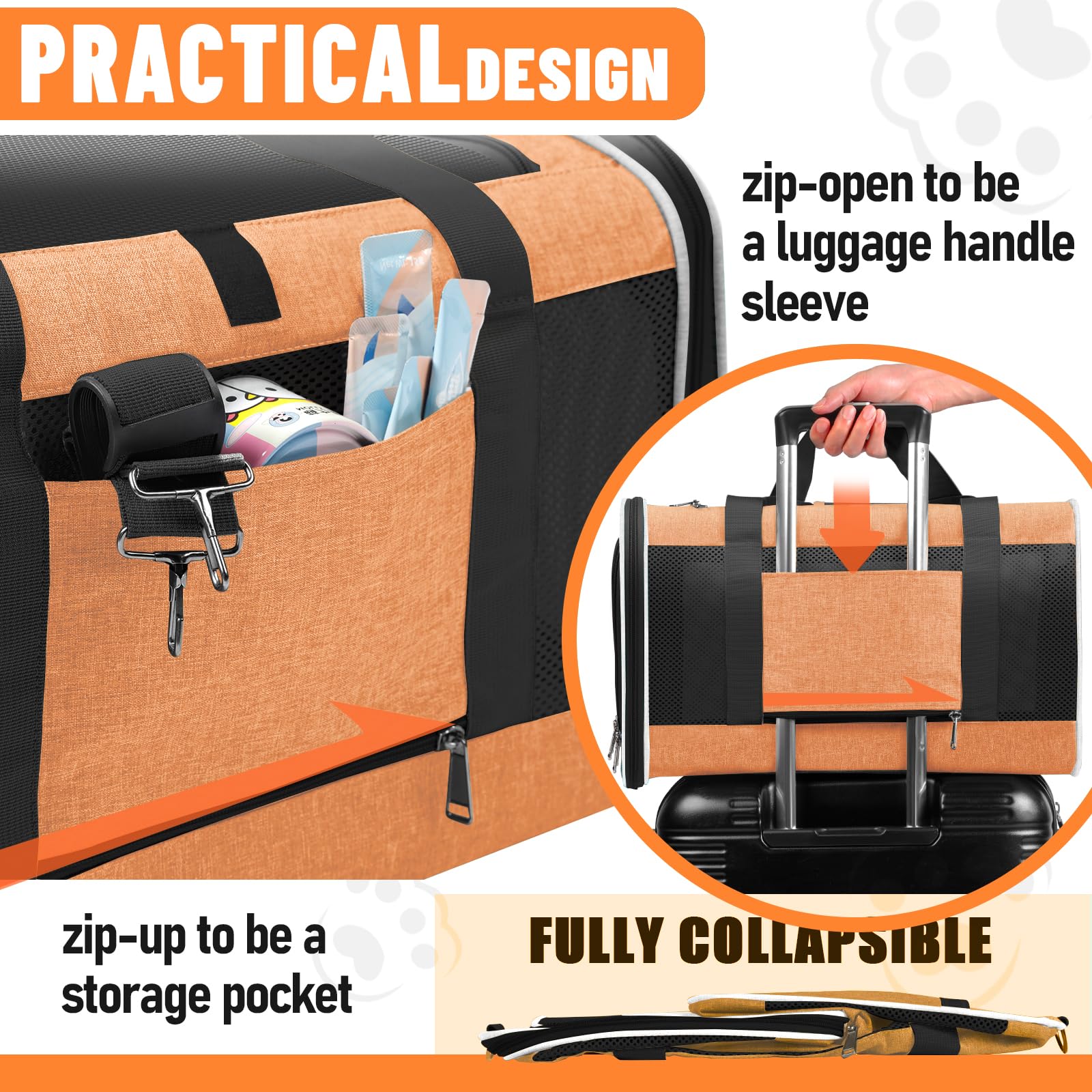 GAPZER Large Cat Carry Bag solid floor mat helps prevent sagging