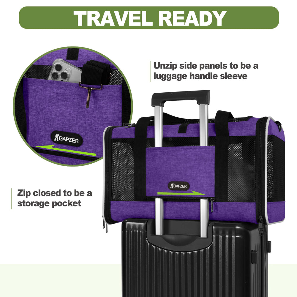 GAPZER Per Carrier adjustable shoulder strap enables hands-free carry during airports