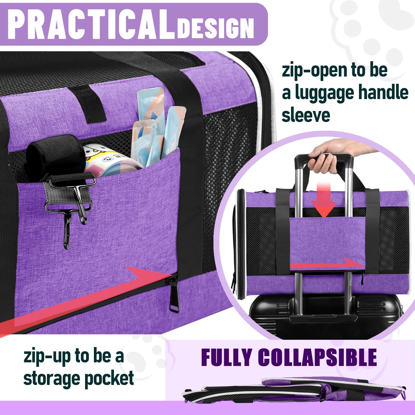 GAPZER carrier with auto-lock zippers and inner tether for safe travel