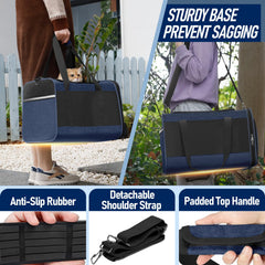 GAPZER pet carrier navy interior, mesh panels enabling airflow and easy pet interaction during trips.