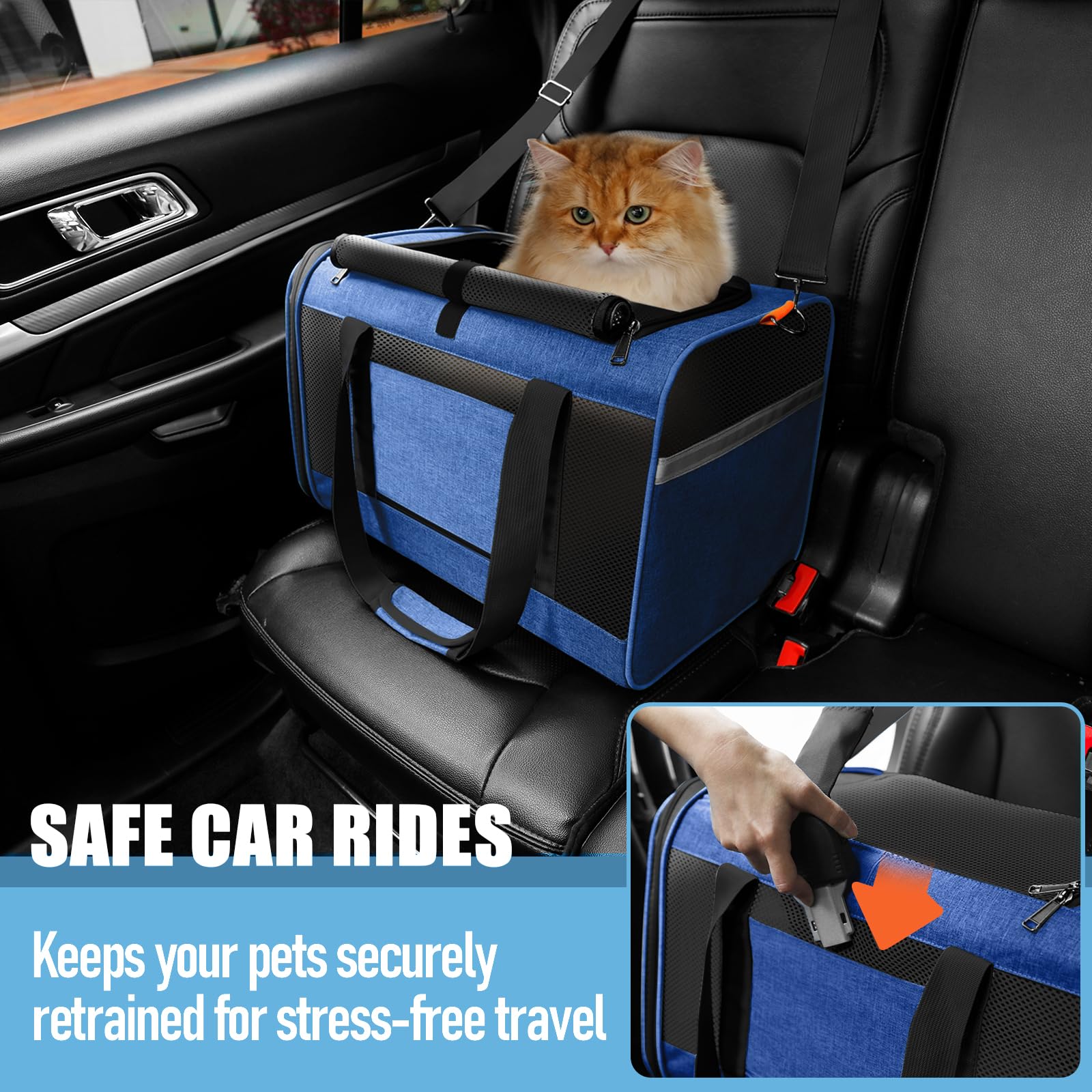 GAPZER Pet Carrier Large adjustable strap facilitates hands-free travel