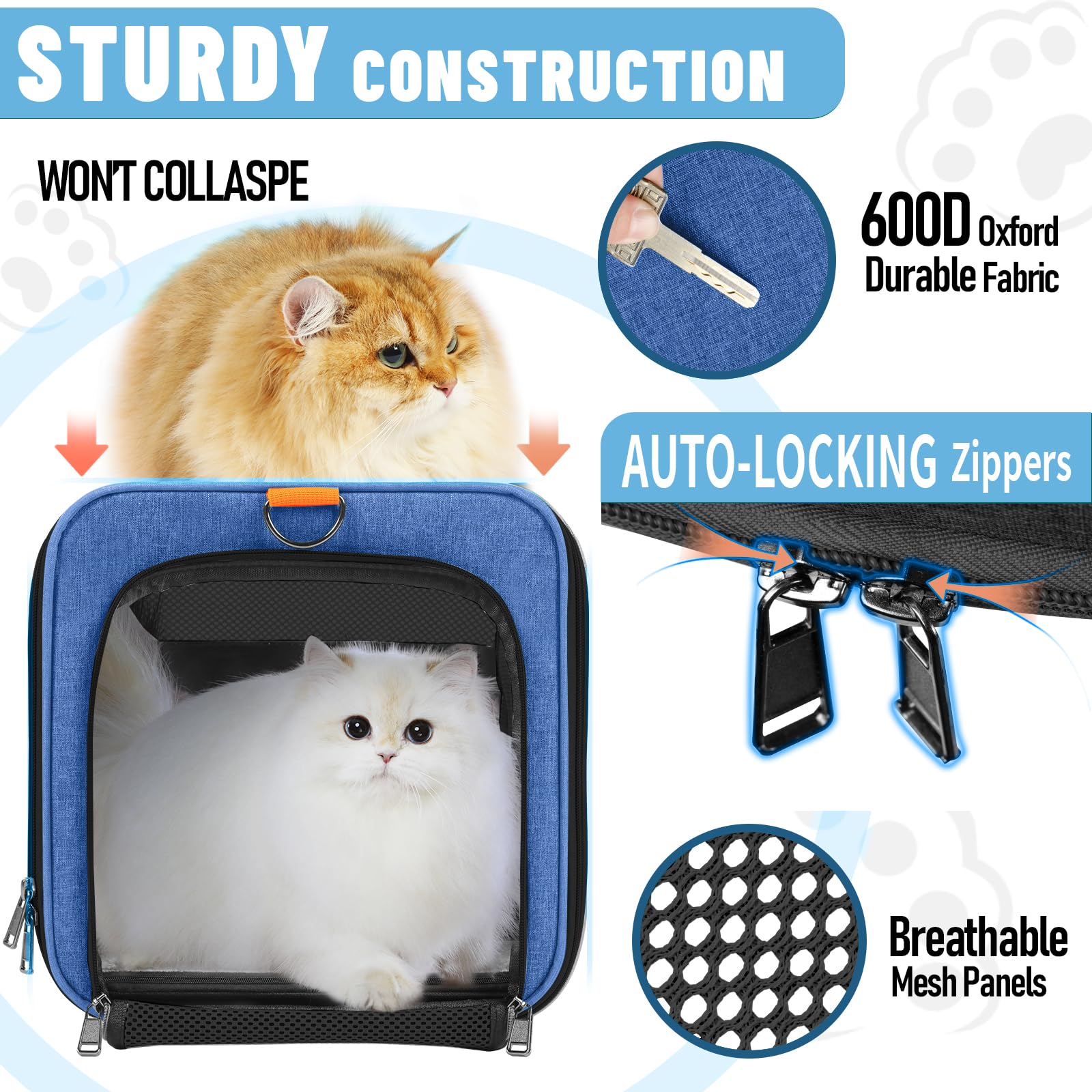 GAPZER Pet Carrier Large 5-sided mesh ventilation maintains airflow for comfort