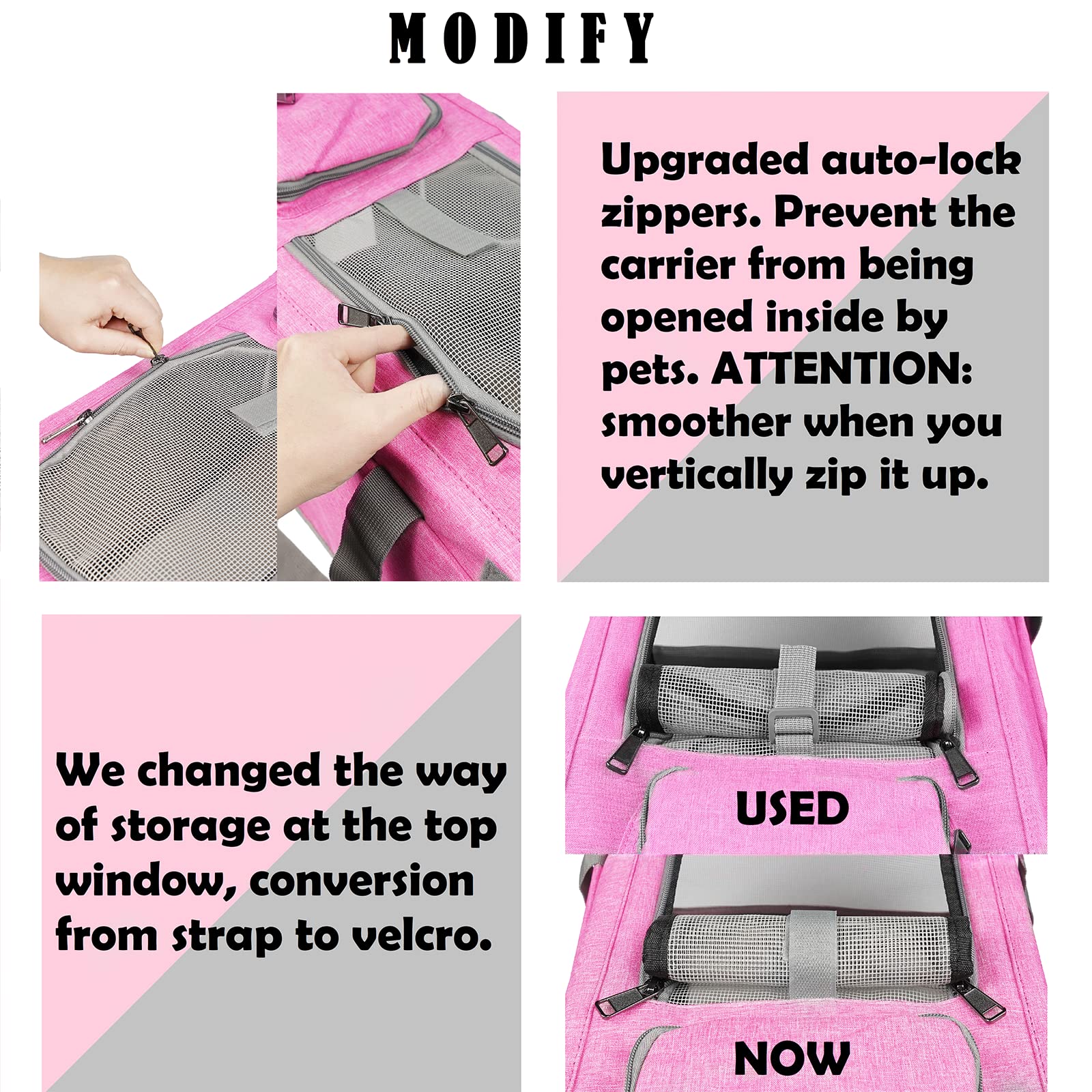 GAPZER pet carrier privacy-blinds showcases adjustable panels for a calmer travel environment.