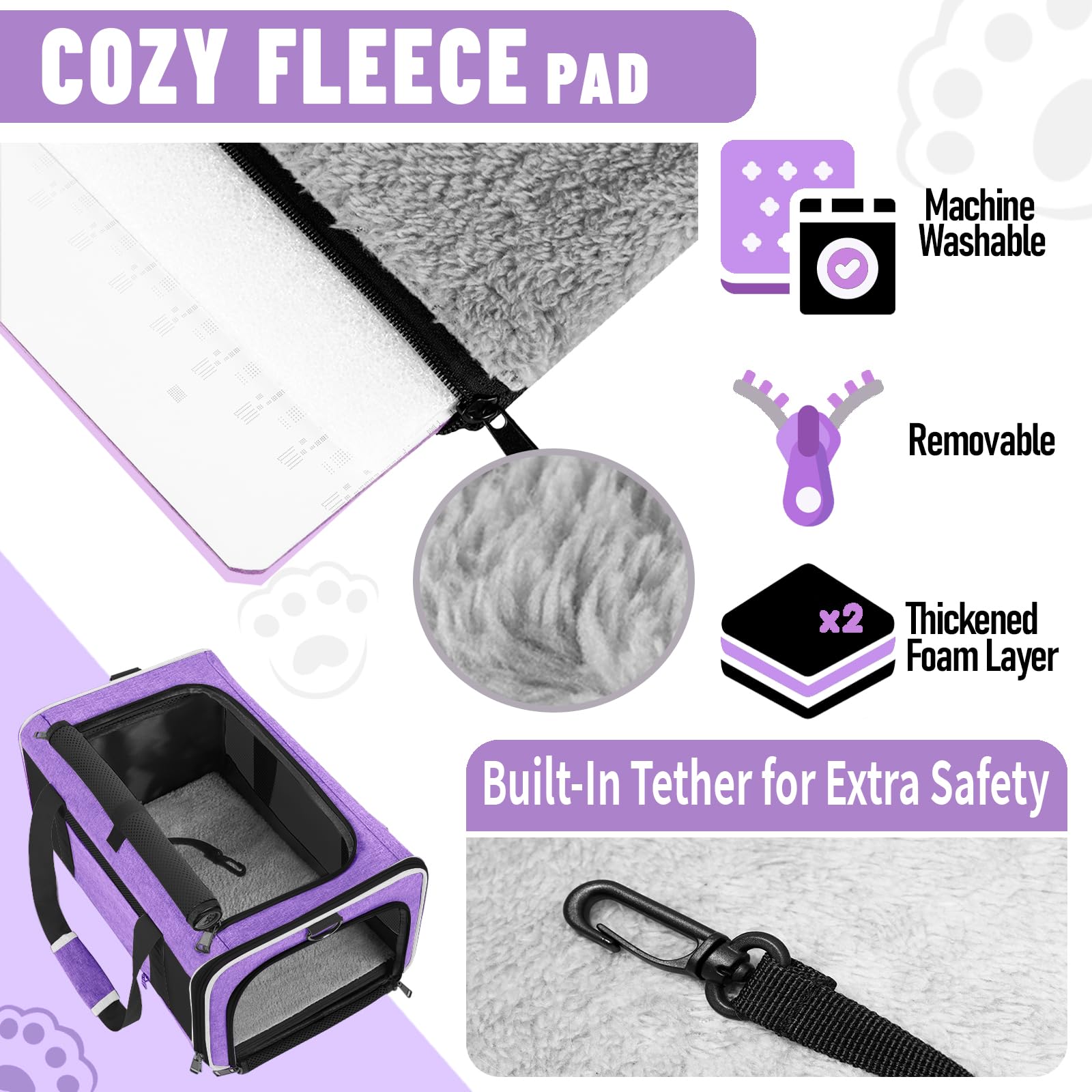 GAPZER carrier removable machine-washable cover with fleece side