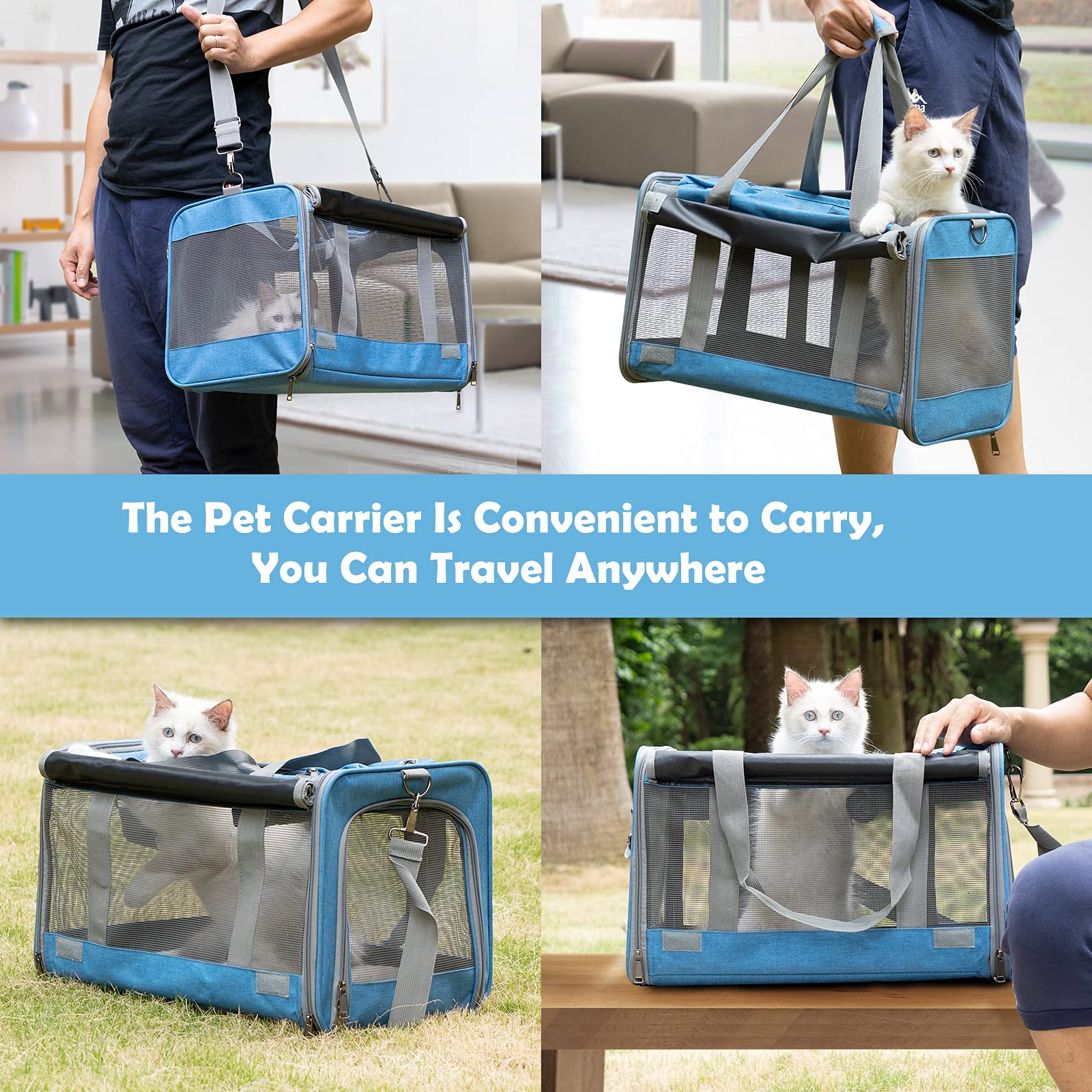 GAPZER Pet Carrier two carry ways image illustrating shoulder straps and handles.