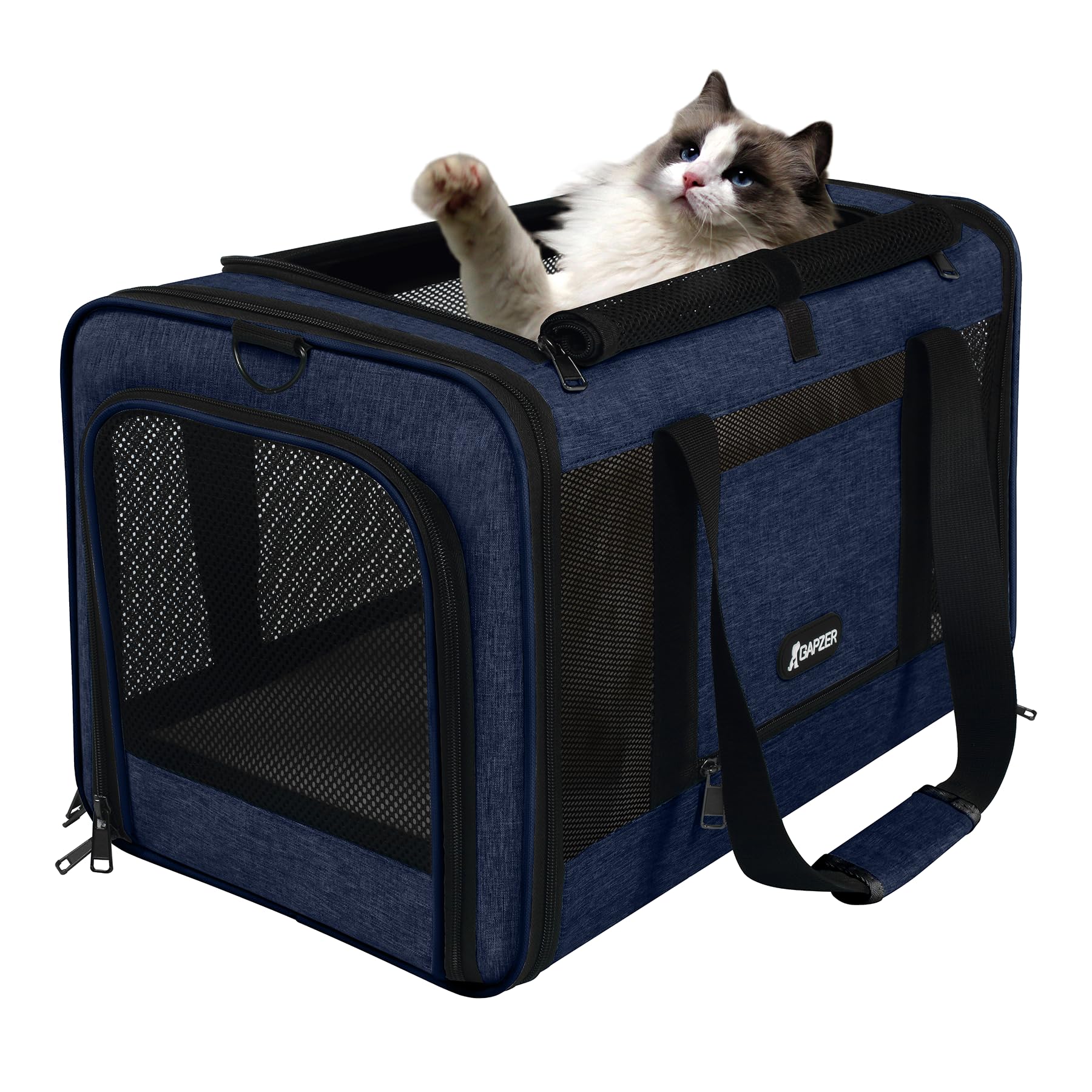 GAPZER Side-panel pockets convert into storage for toys and treats.