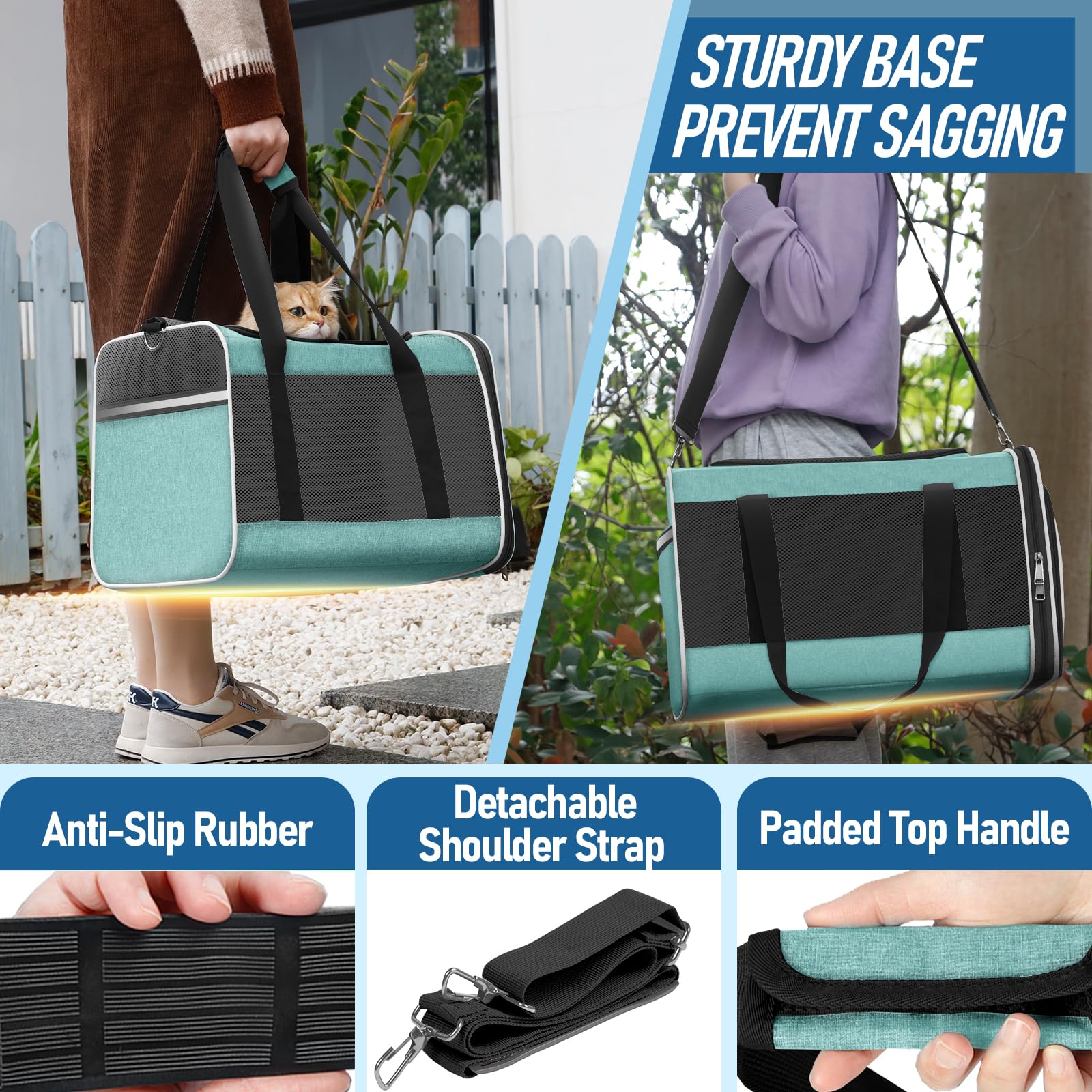 GAPZER Soft Cat Carrier pocket storage shows organized travel essentials.