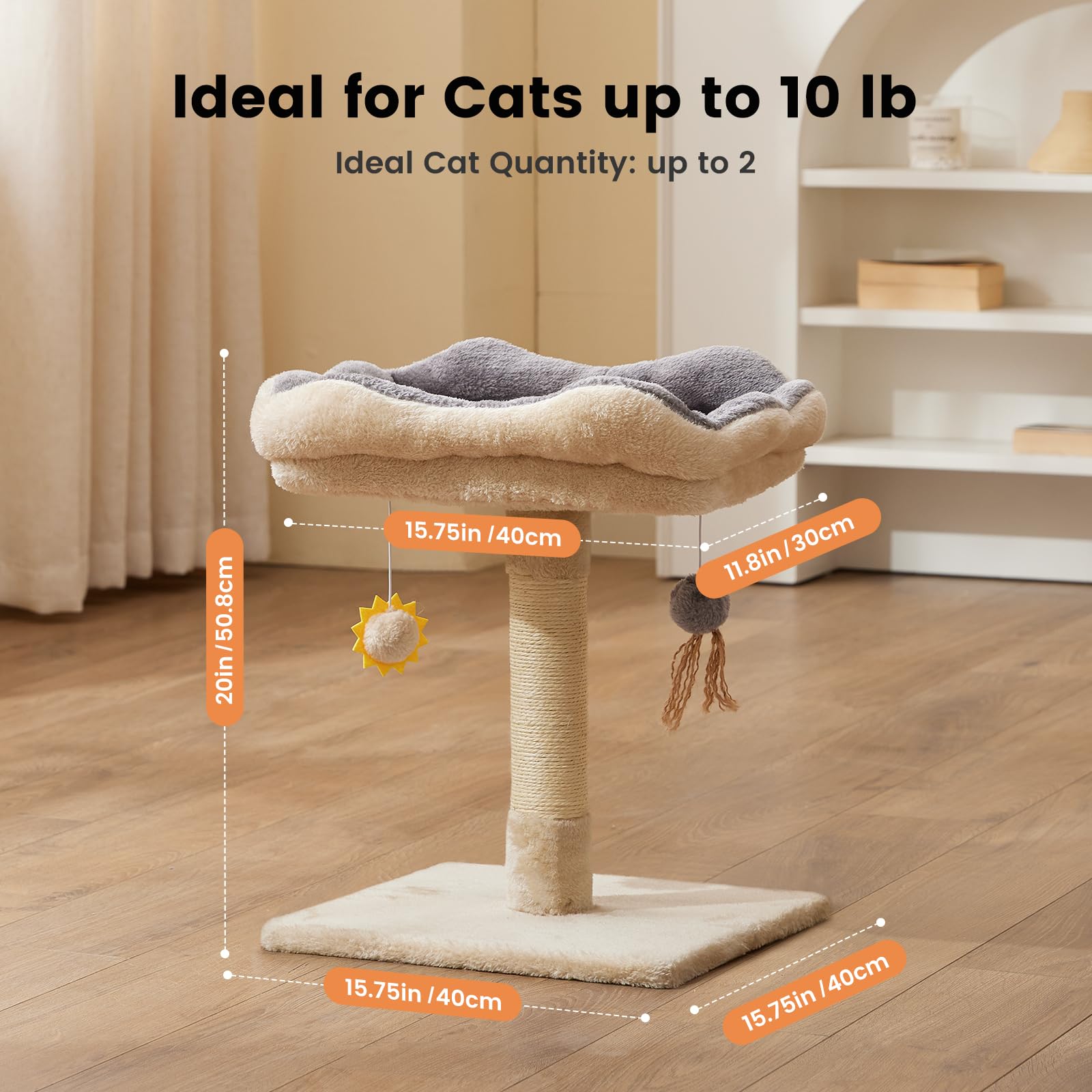 Gardner Pet 20-inch cat tree compact dimensions fit small rooms without crowding