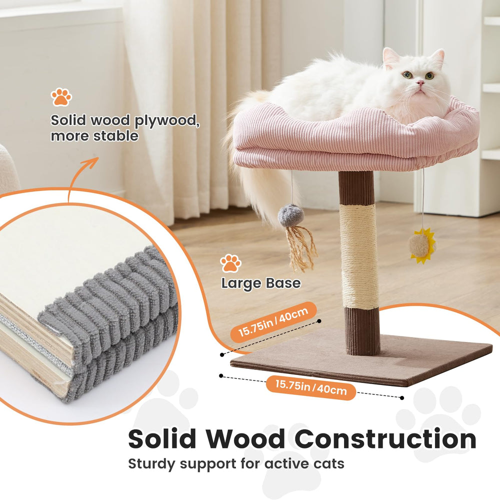 Gardner Pet 20in cat tree solid wood base keeps the tower stable during play.
