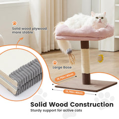 Gardner Pet 20in cat tree solid wood base keeps the tower stable during play.