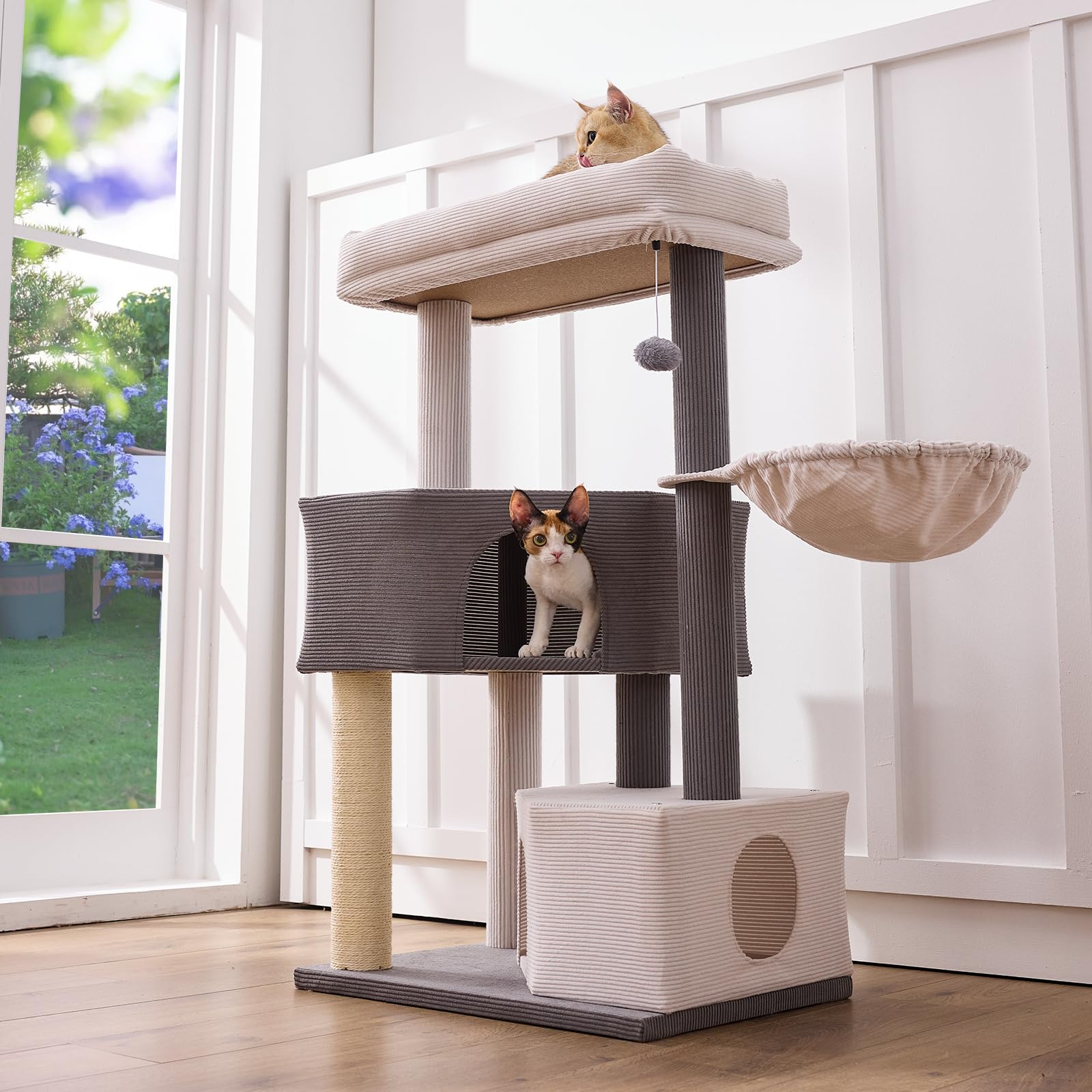 Gardner Pet 41-inch cat tree side view highlighting sturdy frame for large cats