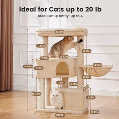 Gardner Pet 41tall cat tree top perches offer elevated viewing and lounging options