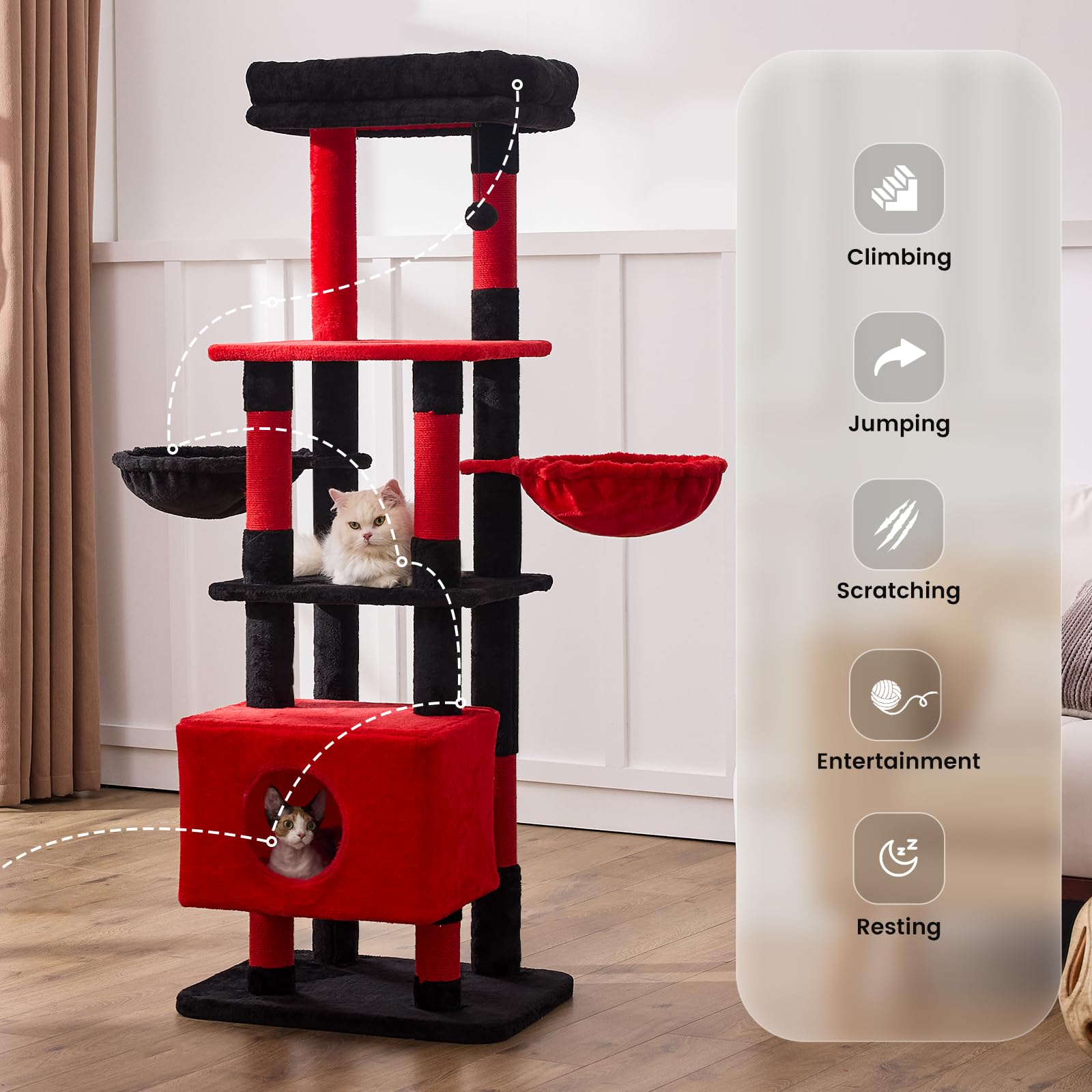 Gardner Pet 65in cat tree removable cushion is machine-washable for easy cleaning.