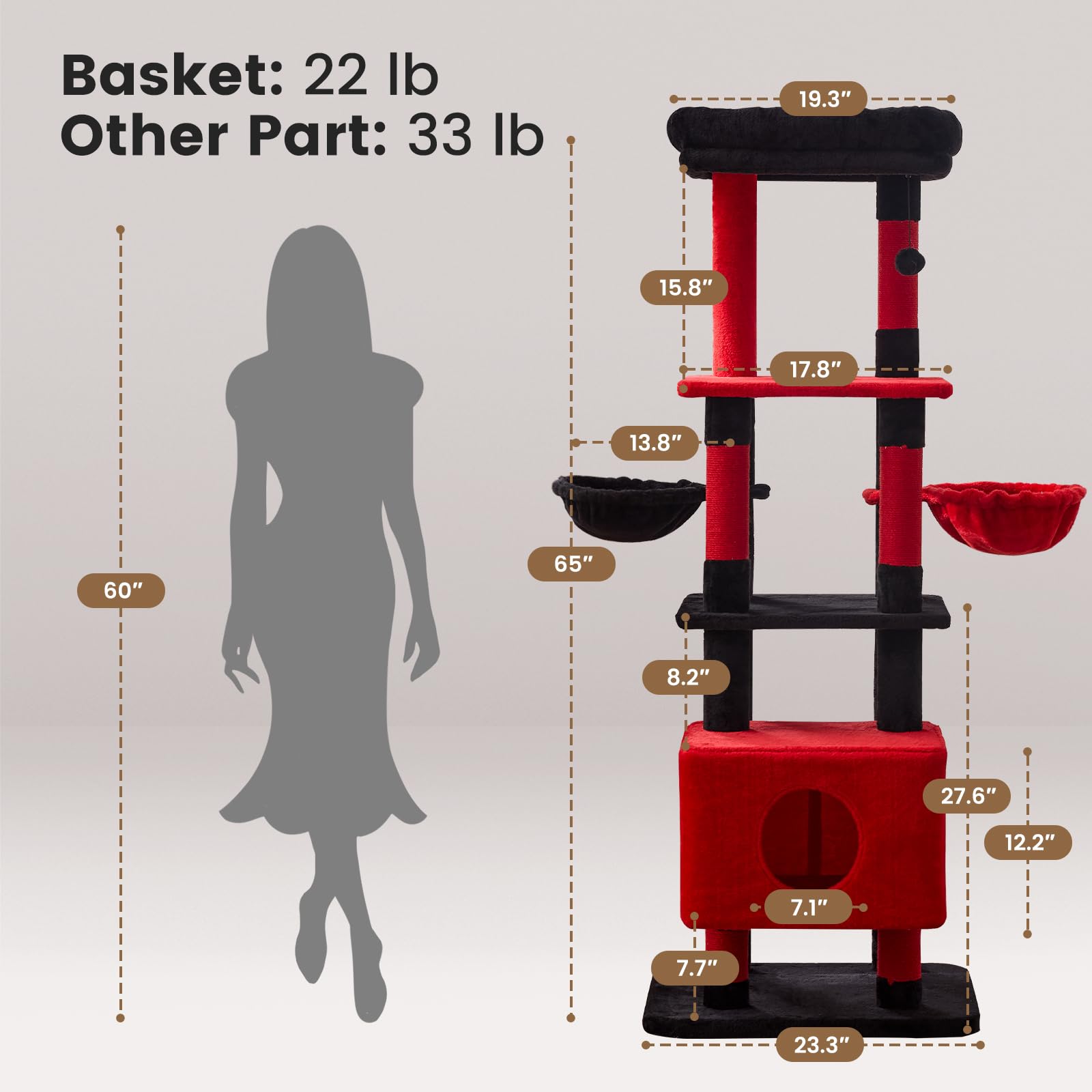 Gardner Pet 65in cat tree sisal posts promote healthy scratching while protecting furniture.