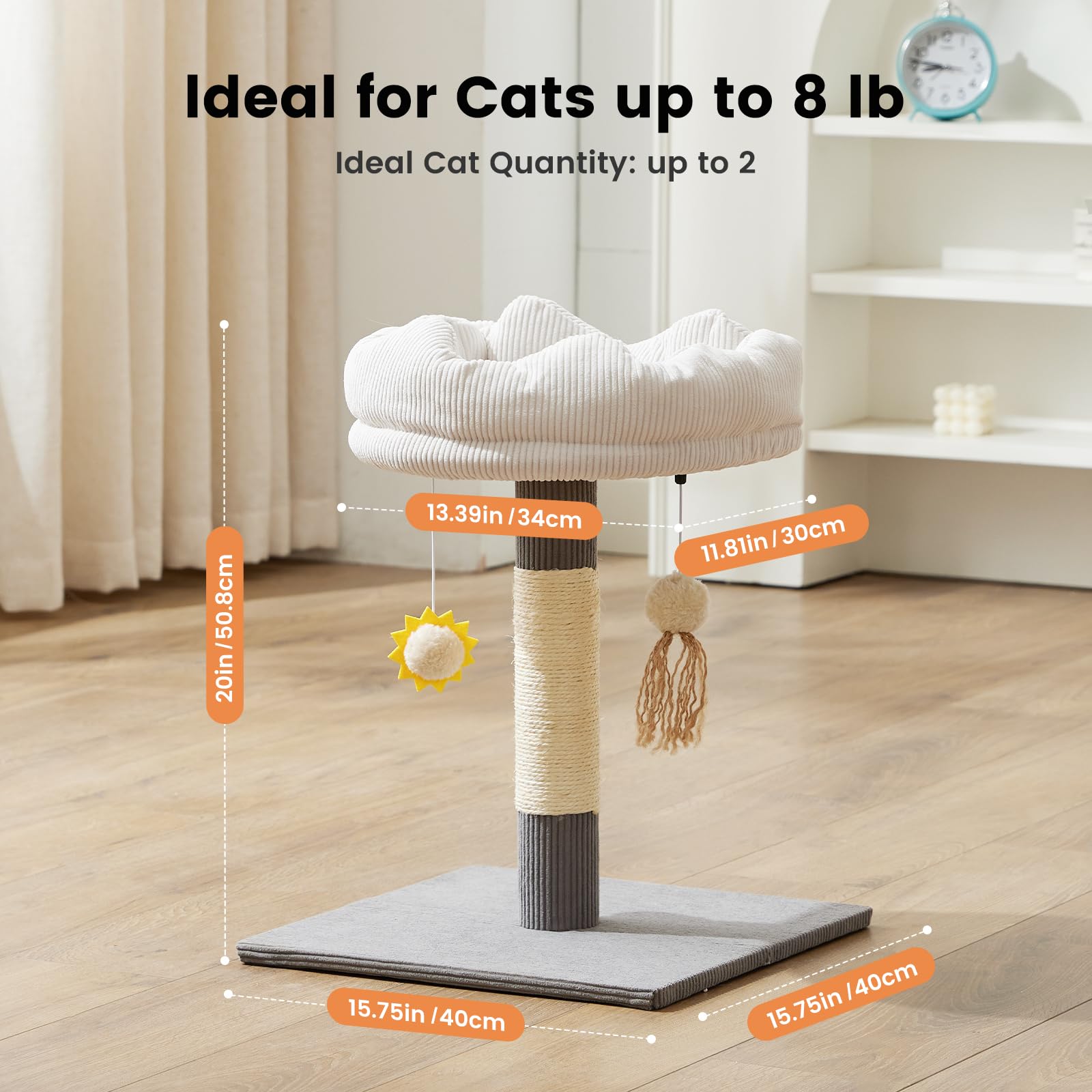 Gardner Pet Circle-Corduroy grey fabric adds soft premium feel.