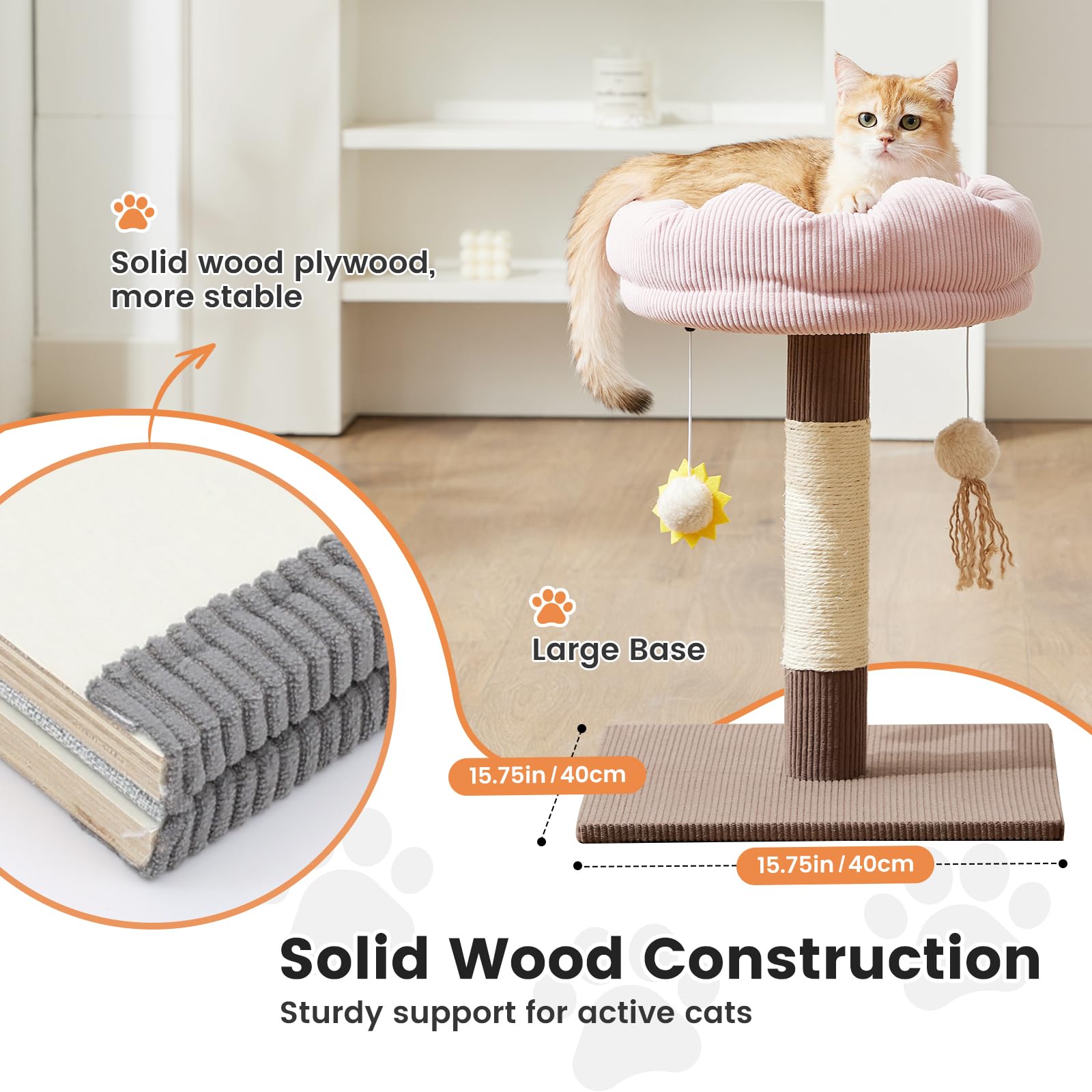 Gardner Pet cat tree sisal post encourages scratching and furniture protection