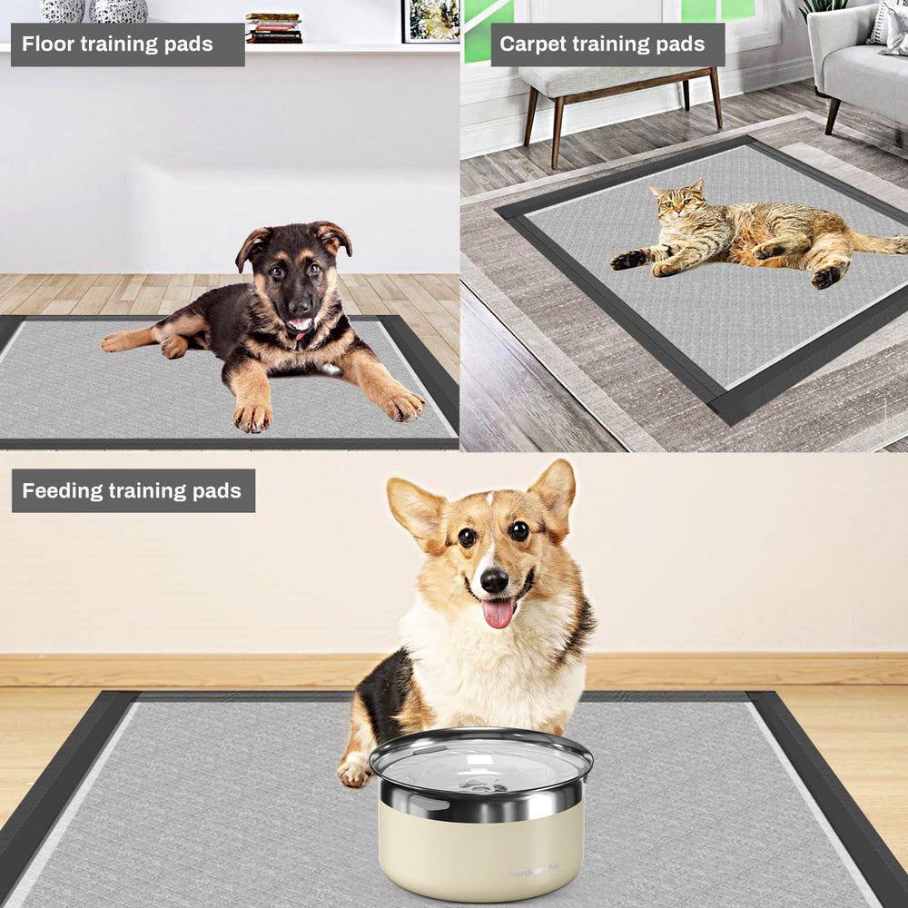 Gardner Pet Charcoal Puppy Pad extra-large-28x34 provides ample training space.