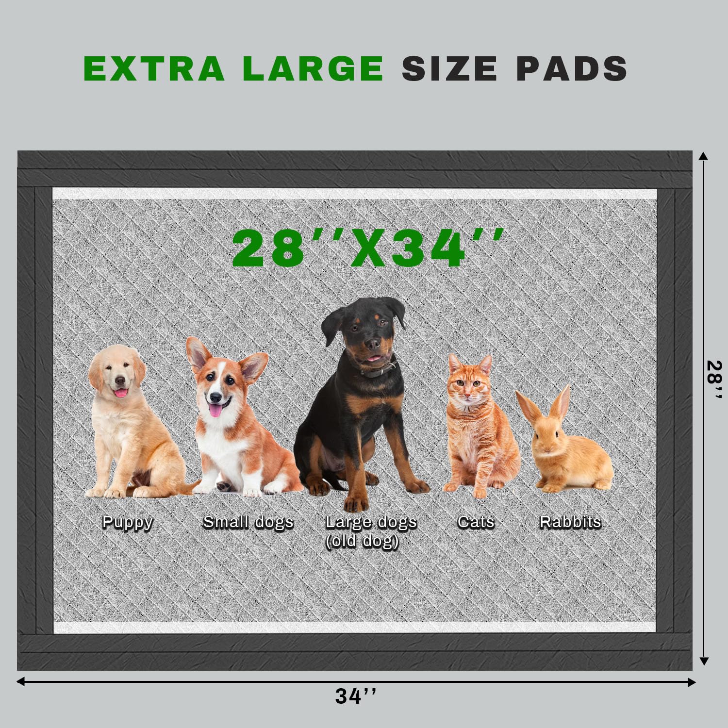 Gardner Pet Charcoal Puppy Pad reinforced-corners showcase extra spill protection.