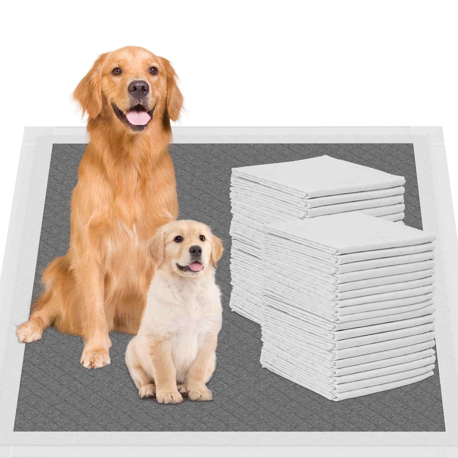 Gardner Pet Charcoal Puppy Pads pack shot showing broad coverage and edge wrapping
