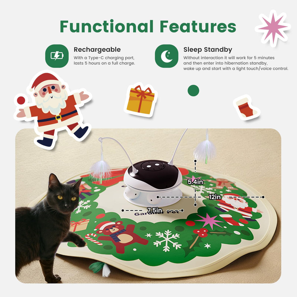 Gardner Pet Christmas Cat Laser Toy chirping sounds: adds auditory engagement during play.