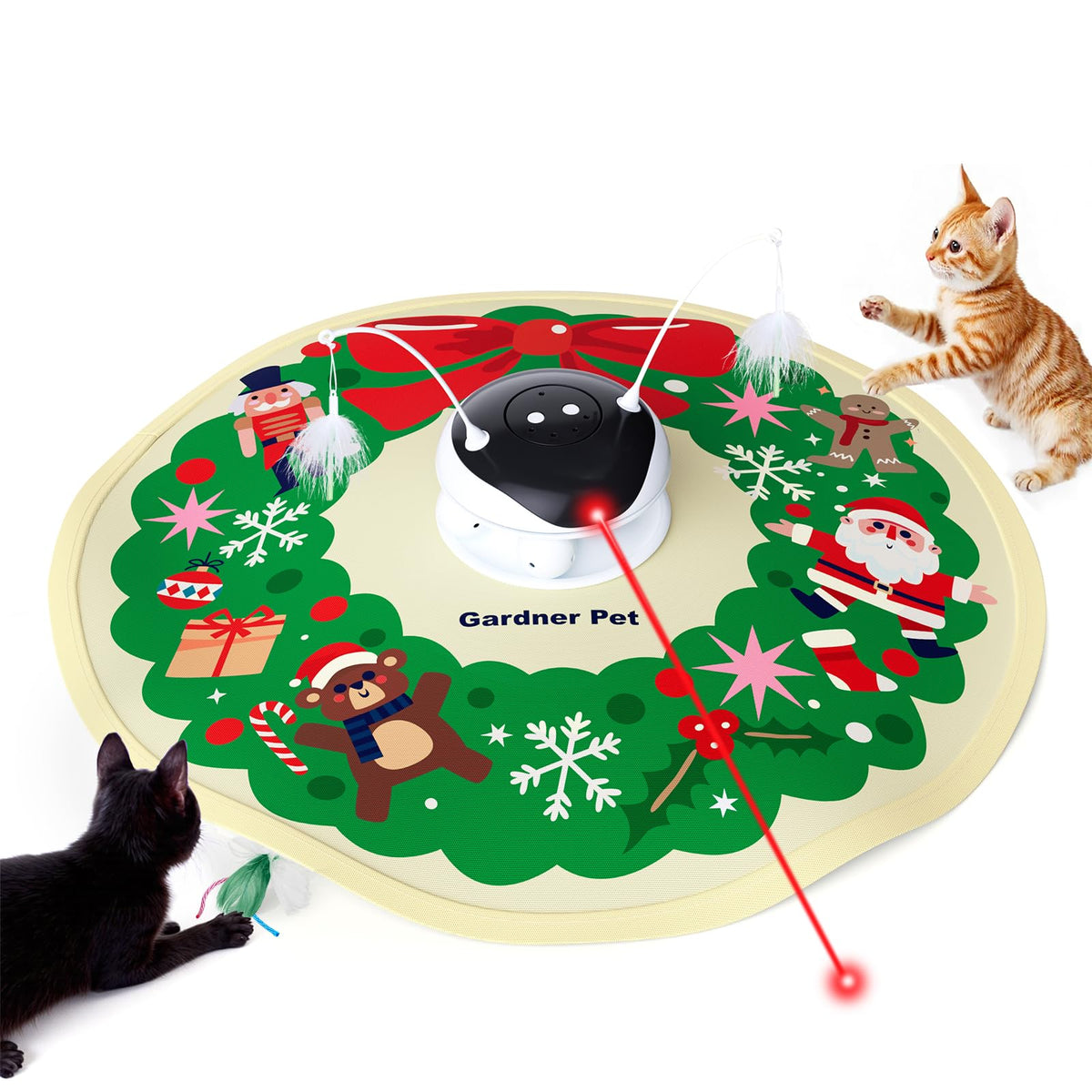 Gardner Pet Christmas Cat Laser Toy cover image: durable 24-inch hide-and-seek cover for busy indoor cats.