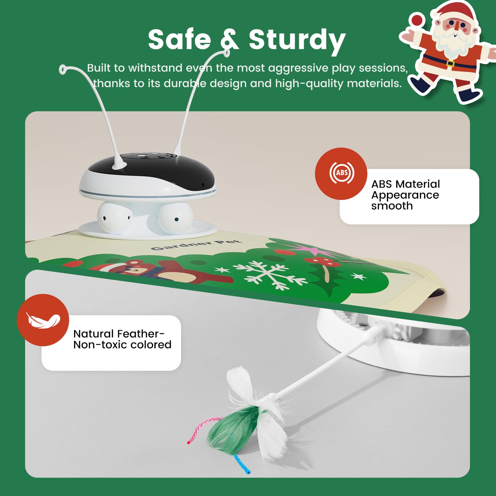 Gardner Pet Christmas Cat Laser Toy rotation 360: creates dynamic, surprising trajectories.