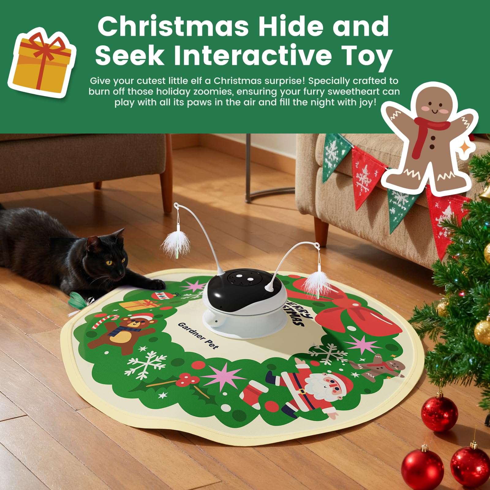 Gardner Pet Christmas Cat Laser Toy track balls in action: encourages paw-workouts and chasing skills.