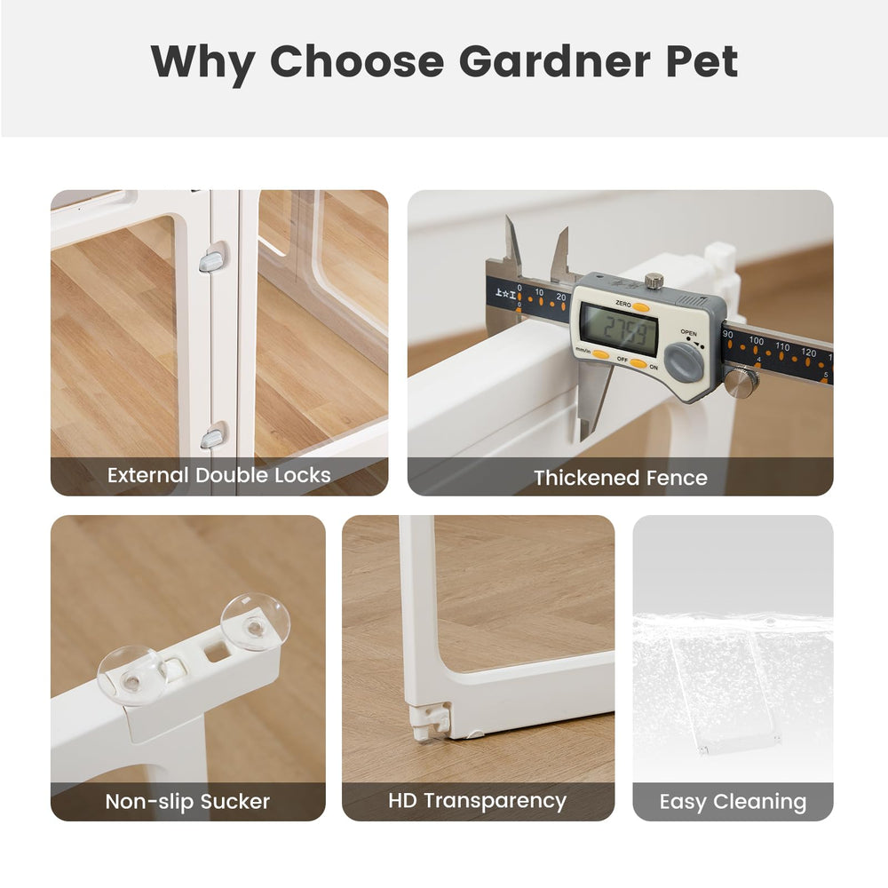 Gardner Pet Clear Acrylic Playpen anti-slip bottom keeps setup stable