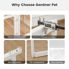 Gardner Pet Clear Acrylic Playpen anti-slip bottom keeps setup stable