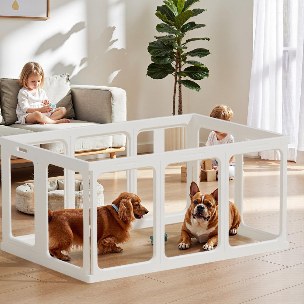 Gardner Pet Clear Acrylic Playpen DIY-shape setup fits square layouts or extended enclosures