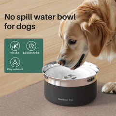 Gardner Pet spill-proof rim keeps floors dry during play.
