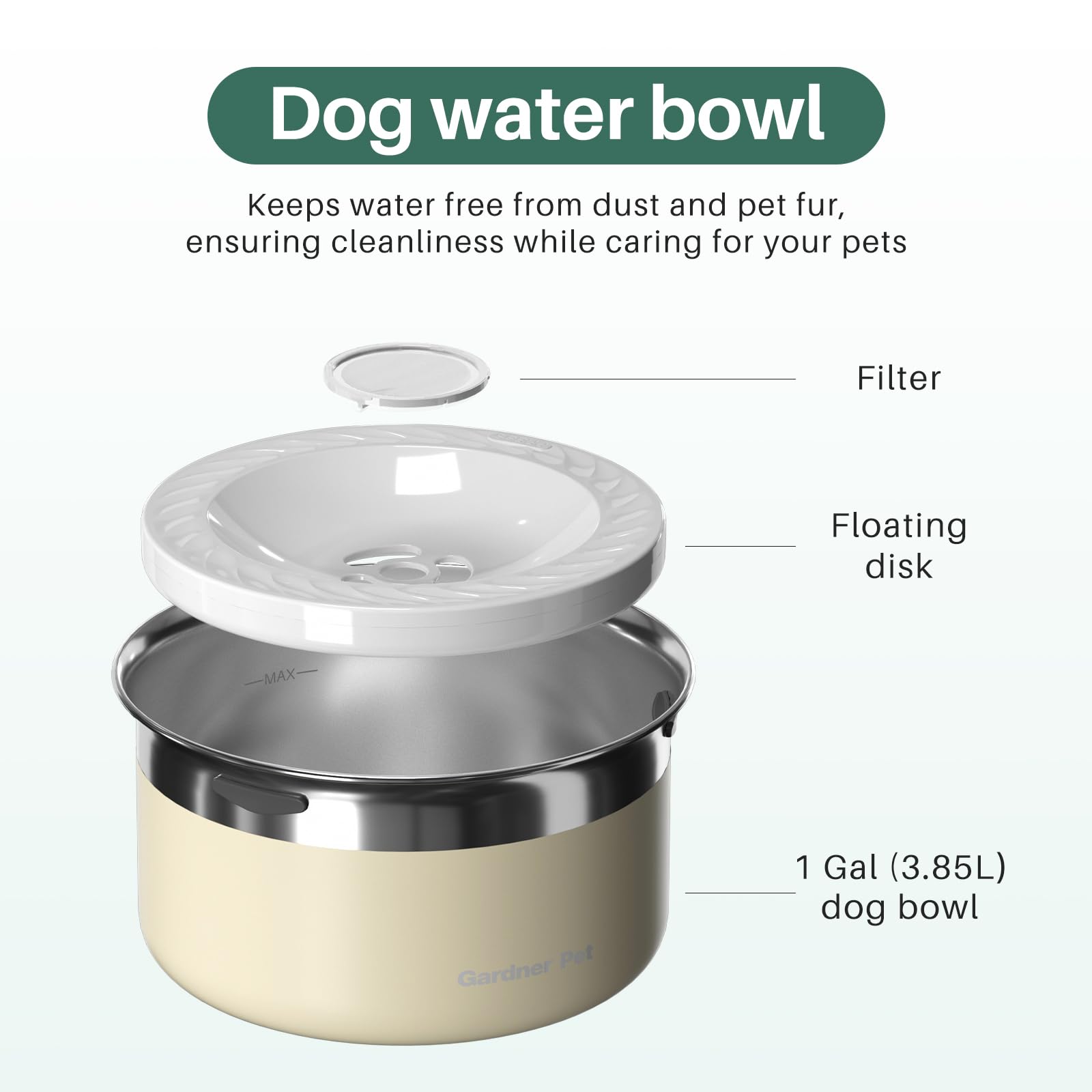 Gardner Pet stainless steel 304 bowl is rust-resistant and odorless for safe use