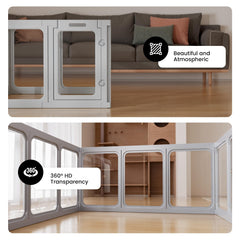 Gardner Pet playpen transparent panels enable open sightlines for calm pets