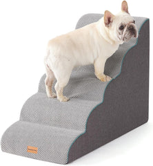 Gardner Pet dog stairs curved 5-step side view with portable handle for easy relocation